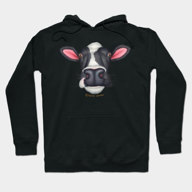 Cute Cow Head Design Hoodie by Danny Gordon Art